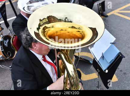 Jackfield Brass Band tubista Foto Stock