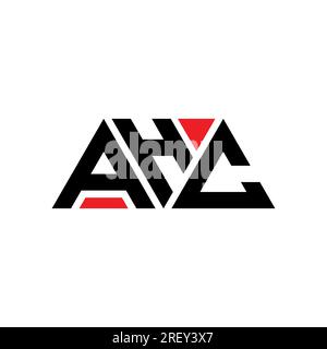 Logo AHC a lettere triangolari con forma triangolare. Monogramma di design con logo triangolare AHC. Modello di logo vettoriale triangolare AHC di colore rosso. AHC triangul Illustrazione Vettoriale
