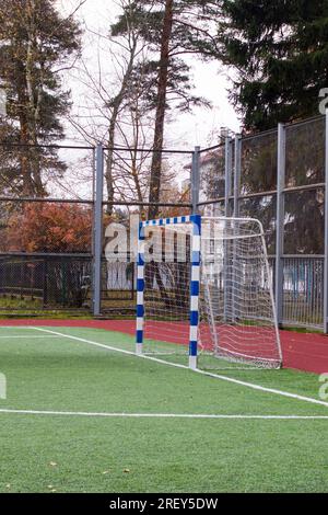Il cancello sul campo di calcio dello stadio Foto Stock