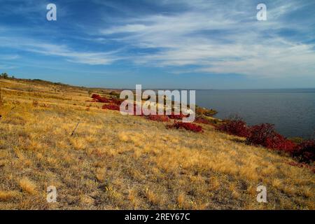 Bacino idrico di Kakhovka nella regione di Zaporizhzhia, Ucraina. Foto Stock