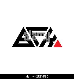 Logo BFX a lettere triangolari con forma triangolare. Monogramma del design del logo del triangolo BFX. Modello di logo vettoriale a triangolo BFX di colore rosso. BFX triangul Illustrazione Vettoriale
