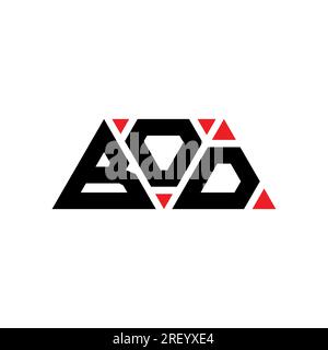 Logo BOD triangolare a lettere con forma triangolare. Monogramma di design con logo triangolare BOD. Modello di logo vettoriale BOD triangolare di colore rosso. BOD triangul Illustrazione Vettoriale