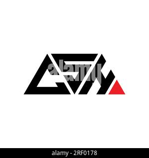 Logo CSH a lettera triangolare con forma a triangolo. Monogramma di design del logo del triangolo CSH. Modello di logo vettoriale a triangolo CSH di colore rosso. CSH triangul Illustrazione Vettoriale