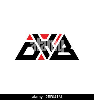 Design con logo triangolare DKB e forma triangolare. Monogramma di design con logo triangolare DKB. Modello di logo vettoriale triangolare DKB di colore rosso. DKB triangul Illustrazione Vettoriale