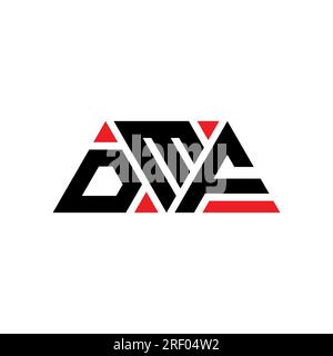 Logo DMF a lettere triangolari con forma a triangolo. Monogramma di design con logo triangolare DMF. Modello di logo vettoriale triangolare DMF di colore rosso. DMF triangul Illustrazione Vettoriale