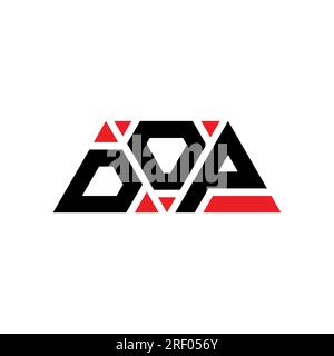 Logo a lettere triangolari DOP con forma a triangolo. Monogramma di design con logo triangolare DOP. Modello di logo vettoriale a triangolo DOP di colore rosso. DOP triangul Illustrazione Vettoriale