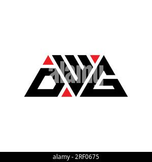 Design con logo a lettera triangolare DWG con forma triangolare. Monogramma disegno logo triangolare DWG. Modello di logo vettoriale a triangolo DWG di colore rosso. DWG triangul Illustrazione Vettoriale