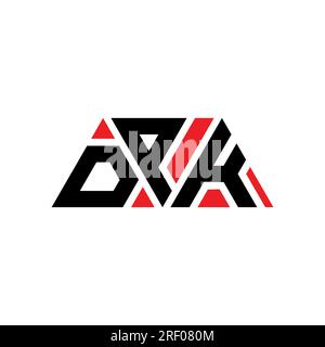 Logo DPK a lettera triangolare con forma a triangolo. Monogramma di design con logo a triangolo DPK. Modello di logo vettoriale a triangolo DPK di colore rosso. DPK triangul Illustrazione Vettoriale