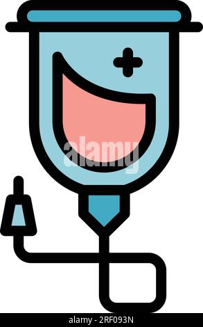 L'icona della sacca di sangue delinea il vettore. Plasma trasfusionale. Donare la confezione piatta a colori Illustrazione Vettoriale