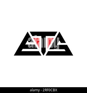 Logo ETS a lettere triangolari con forma triangolare. Monogramma di design con logo triangolare ETS. Modello di logo vettoriale a triangolo ETS di colore rosso. ETS triangul Illustrazione Vettoriale