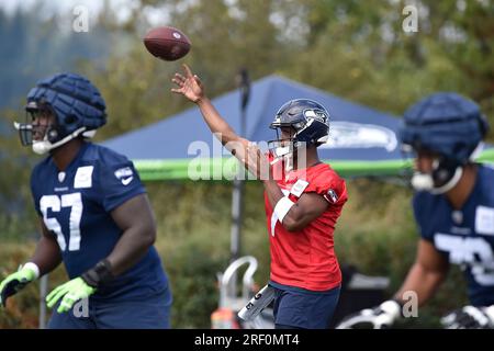 30 luglio 2023: = durante il training camp dei Seattle Seahawks a Renton, WA. Steve Faber/CSM Foto Stock