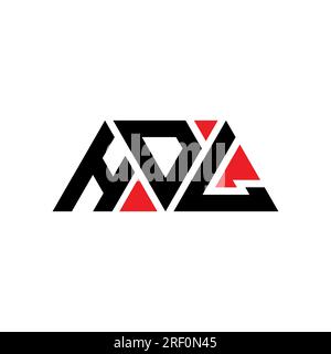 Logo HDL triangolare a lettera con forma triangolare. Monogramma di design con logo a triangolo HDL. Modello di logo vettoriale a triangolo HDL di colore rosso. HDL triangul Illustrazione Vettoriale