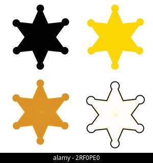 Distintivo dello sceriffo dei cartoni animati vuoto con colori diversi Illustrazione Vettoriale