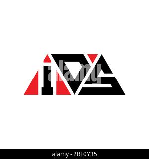 Logo a lettere triangolari IDS con forma triangolare. Monogramma di design del logo a triangolo IDS. Modello logo vettoriale a triangolo IDS DI colore rosso. IDS triangul Illustrazione Vettoriale