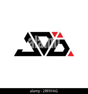 Logo JDD triangolare a lettere con forma triangolare. Monogramma di design con logo triangolare JDD. Modello logo vettoriale a triangolo JDD di colore rosso. JDD triangul Illustrazione Vettoriale