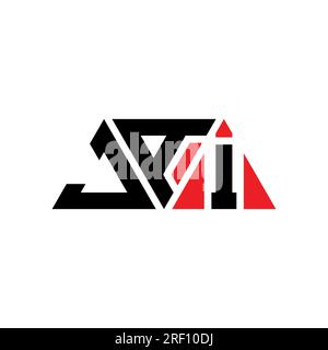 Logo JAI triangolare a lettera con forma a triangolo. Monogramma con logo JAI Triangle. Modello con logo vettoriale a triangolo JAI di colore rosso. JAI triangul Illustrazione Vettoriale