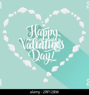 Scritta "buon San Valentino" con cornice a forma di cuore Illustrazione Vettoriale