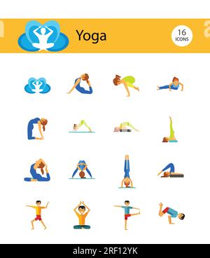 Set di icone yoga Illustrazione Vettoriale