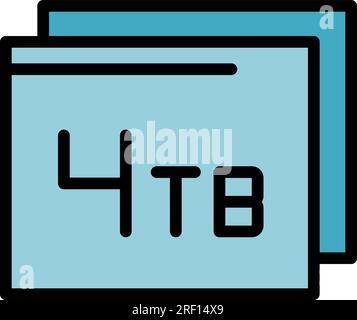 Vettore di contorno icona a quattro gigabyte. Dati di memoria. Fotocamera mobile a colori piatta Illustrazione Vettoriale