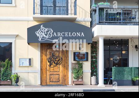 Il ristorante e Lounge Barcelona si trova davanti al Vintage Park Shopping Village, Houston, Texas. Ristorante raffinato fondato nel 2014. Foto Stock