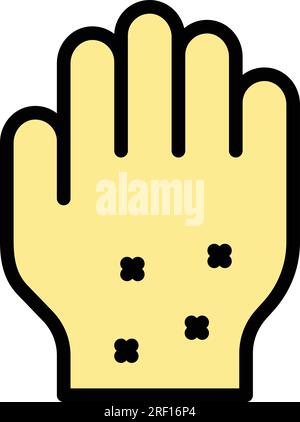 Intolleranza al glutine mano icona pelle contorno vettore. Allergia alimentare. ogm organico di colore piatto Illustrazione Vettoriale