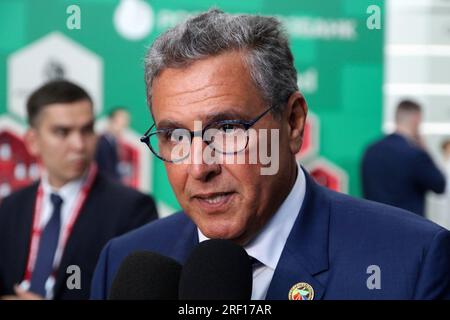 San Pietroburgo, Russia. 28 luglio 2023. Aziz Akhannouch, primo ministro del Marocco, sulla Russia - Africa, secondo vertice economico e umanitario Forum 2023 a San Pietroburgo, Federazione russa. (Immagine di credito: © Maksim Konstantinov/SOPA Images via ZUMA Press Wire) SOLO USO EDITORIALE! Non per USO commerciale! Foto Stock