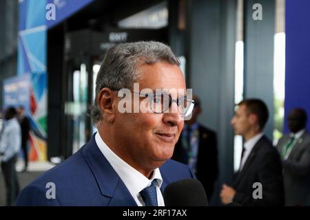 San Pietroburgo, Russia. 28 luglio 2023. Aziz Akhannouch, primo ministro del Marocco, sulla Russia - Africa, secondo vertice economico e umanitario Forum 2023 a San Pietroburgo, Federazione russa. (Immagine di credito: © Maksim Konstantinov/SOPA Images via ZUMA Press Wire) SOLO USO EDITORIALE! Non per USO commerciale! Foto Stock