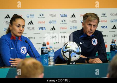 Dunedin, nuova Zelanda. 31 luglio 2023. FIFA Women’s World Cup 2023 Group e - conferenza stampa pre-partita Vietnam vs Paesi Bassi con la capo-allenatore Andries Jonker e l'attaccante Lieke Martens. DAT do/Alamy Live News. Foto Stock