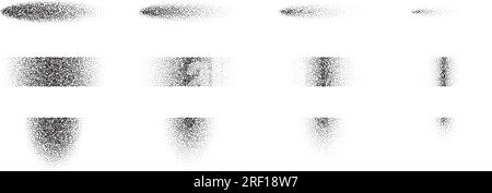 Set di ombre e forme sfumate testurizzate. Dissolvenza della raccolta di elementi sfumati stippled. Macchie nere con effetto stencil a punti vintage. Pacchi granulosità rumore mezzitoni. Pacchetto illustrativo vettoriale Illustrazione Vettoriale