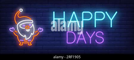 Happy Days insegna al neon Illustrazione Vettoriale