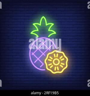 Cartello al neon dell'ananas Illustrazione Vettoriale