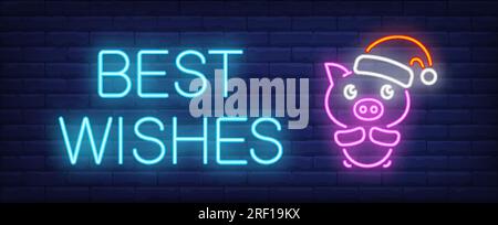 Best Wishes neon segno Illustrazione Vettoriale