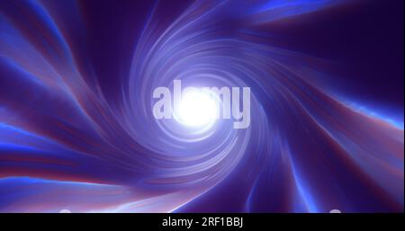 Tunnel blu viola astratto vortice di iperspazio cosmico magico luminoso futuristico hi-tech con sfocatura e sfondo effetto velocità. Foto Stock