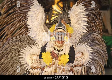 Parintins, Brasile - 06 dicembre 2015: Ballerino brasiliano di carnevale samba. Foto Stock