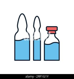 Set di icone linea vettoriale correlate a fiala e fiala. Droga. Isolato su sfondo bianco. Tratto modificabile Illustrazione Vettoriale