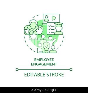 Concetto di icona della linea di coinvolgimento dei dipendenti 2D personalizzabile Illustrazione Vettoriale