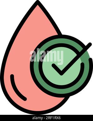Icona sangue gocciolato contorno vettore. Test di laboratorio. Colore tubo di analisi piatto Illustrazione Vettoriale
