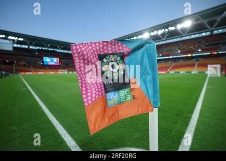 Una visione generale di una bandiera d'angolo allo stadio di Brisbane prima della partita della Coppa del mondo femminile FIFA tra Repubblica d'Irlanda e Nigeria. Data immagine: Lunedì 31 luglio 2023. Foto Stock