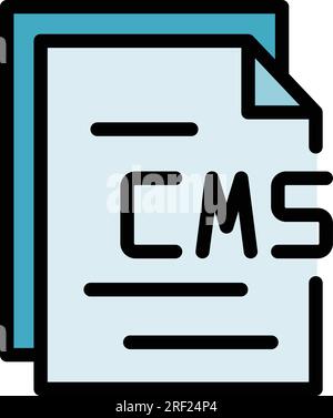 Vettore di contorno dell'icona della carta CMS. Web design. Colore codice grafico piatto Illustrazione Vettoriale