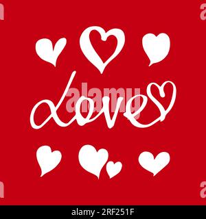 Parola d'amore in cuore rosa. Caratteri vettoriali. Illustrazione Vettoriale
