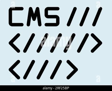 Vettore di contorno dell'icona del codice CMS. Strumento di sistema. Pagina software a colori piatta Illustrazione Vettoriale