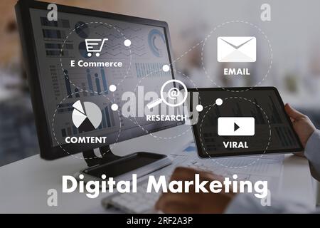 Professional Digital Marketing concetto di media SEO marketing tecnologia comunicazione datum sviluppo digitale creativo analisi Internet Cyberspace Foto Stock