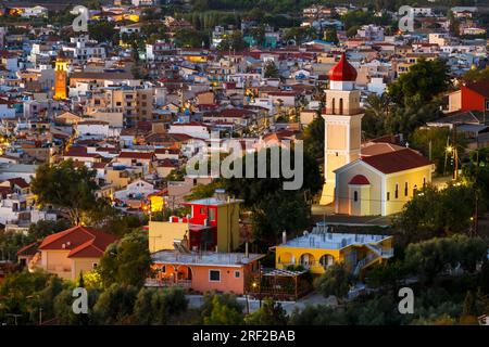 Zante città come visto da di Bochali view point, Grecia. Foto Stock