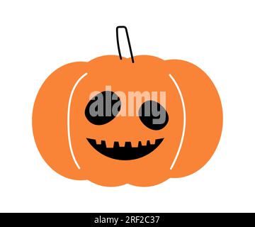 Zucca di Halloween. Jack o'lantern. Design piatto . Sfondo bianco isolato . Vettore . Illustrazione Vettoriale