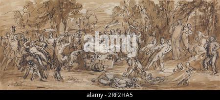 Figura Studio di una celebrazione di Bacchanalia in un paesaggio boscoso di Robert Smirke Foto Stock