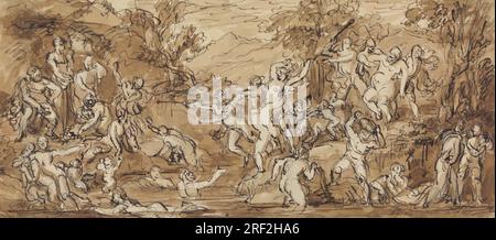 Figura Studio di una celebrazione di Bacchanalia in un paesaggio boscoso di Robert Smirke Foto Stock