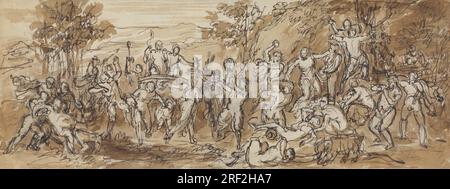 Figura Studio di una celebrazione di Bacchanalia in un paesaggio boscoso di Robert Smirke Foto Stock