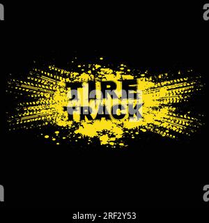 Prospettiva dei cingoli degli pneumatici gialli sporchi Illustrazione Vettoriale