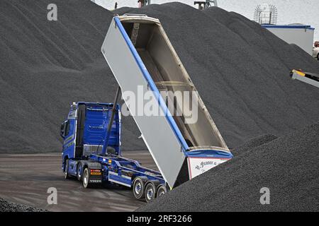 Carbone spedito da Belfast Docks Irlanda del Nord Foto Stock