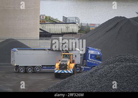 Carbone spedito da Belfast Docks Irlanda del Nord Foto Stock